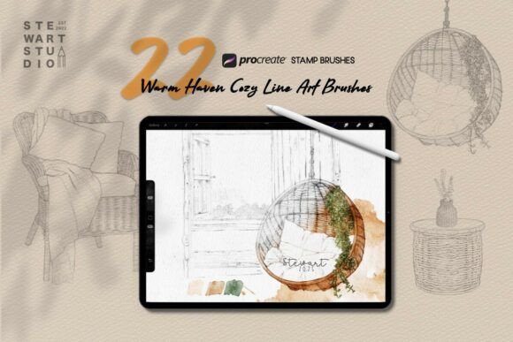 Download Warm Haven Cozy Line Art Brushes - Brushes Collection