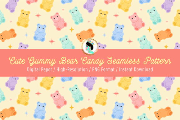 Download Kawaii Sweet Gummy Bear Seamless Pattern - Seamless Collection