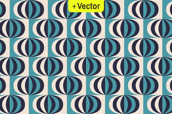 Download Retro Striped Ovals Teal Blue Pattern - Striped Collection